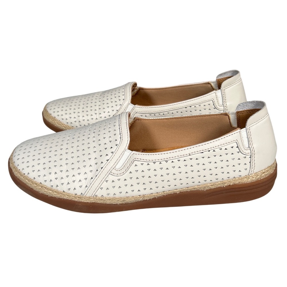 Clarks Elana Ruby Loafers Off White Perforated Slip On Espadrille Womens 11 W - Picture 5 of 8